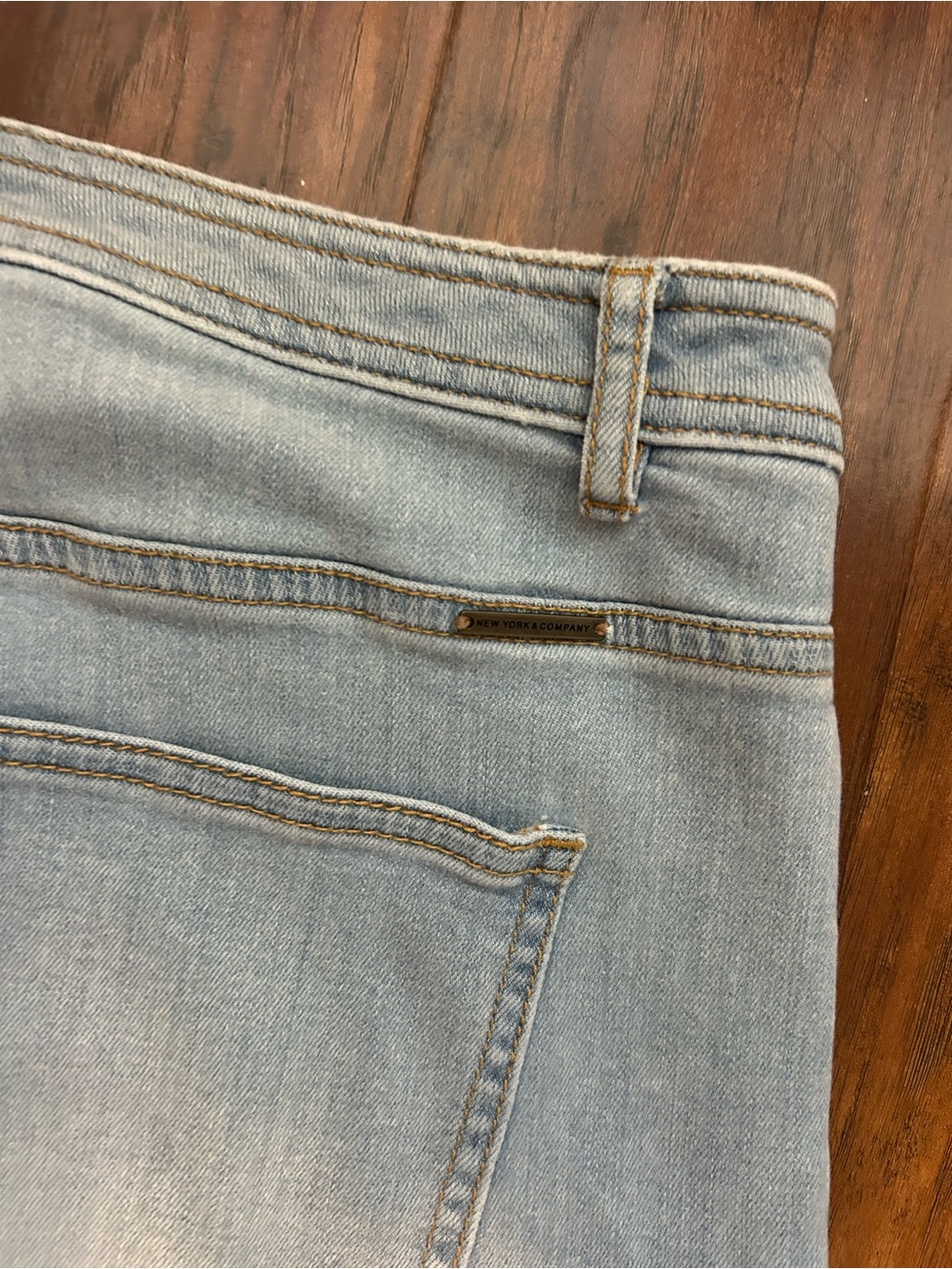 Light Blue Wide Leg Distressed Jeans Culottes with Frayed Hem - Picture 12 of 13